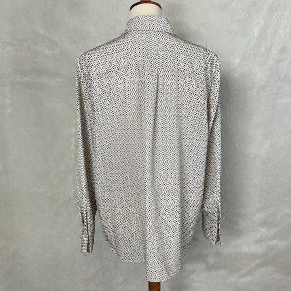 Lafayette 148 Black & White Scottie Dot Print Button Up Shirt Blouse L - Picture 6 of 10